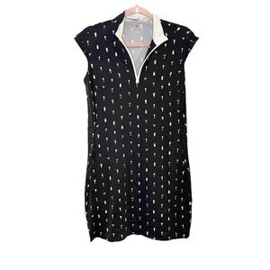 SanSoleil Dress Womens M Black Cocktail Print Quarter Zip UV 50 Golf Tennis